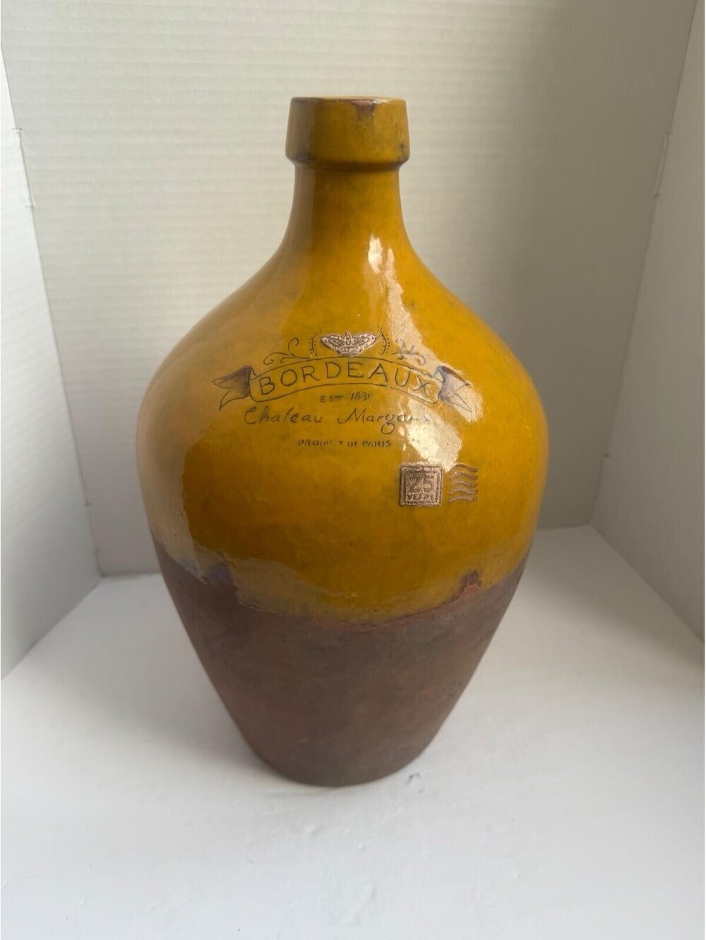 Vintage‑Style Bordeaux Ceramic Wine Jug Floor Vase